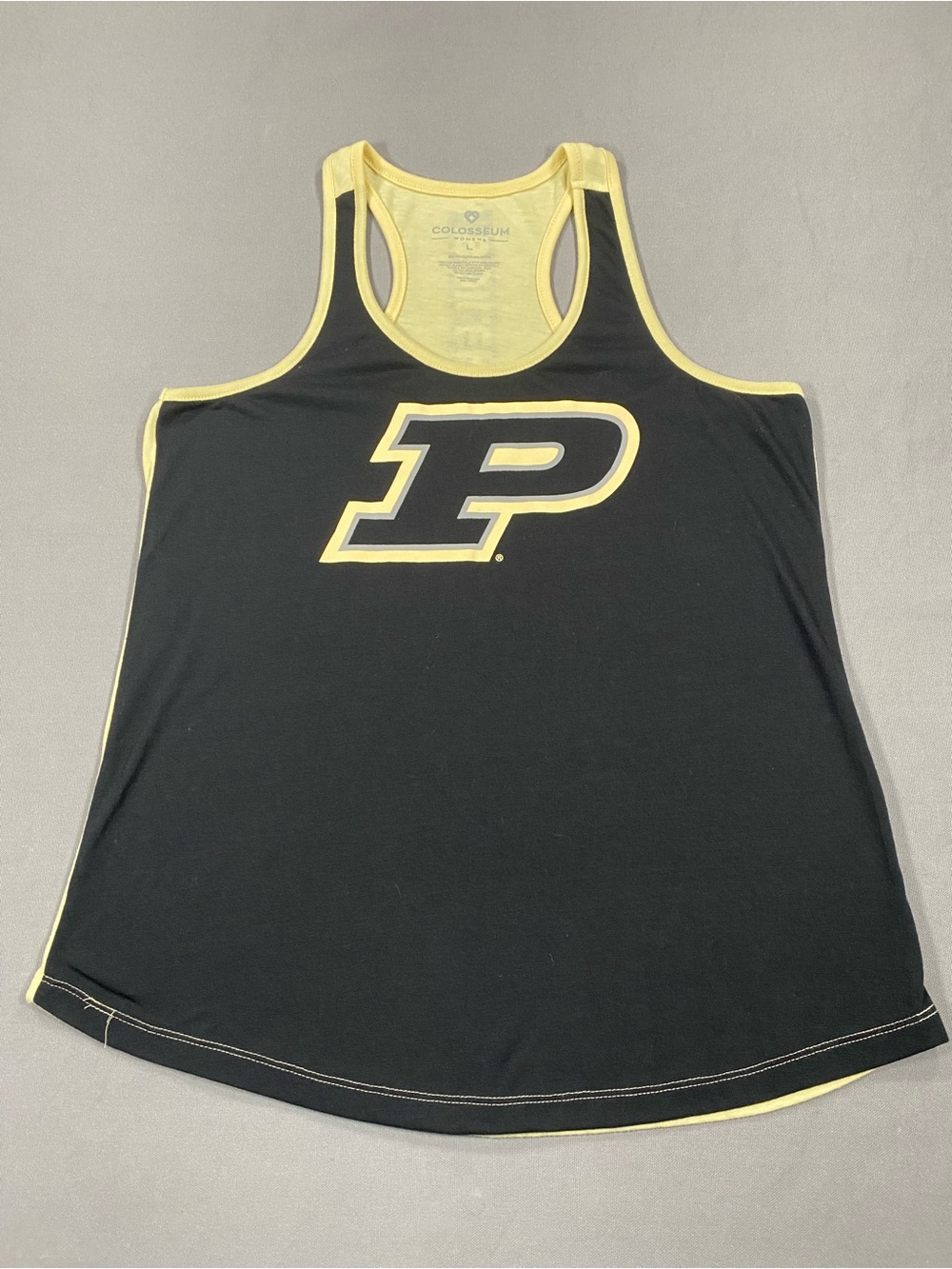 Colosseum Black and Yellow Purdue Logo Racerback Tank